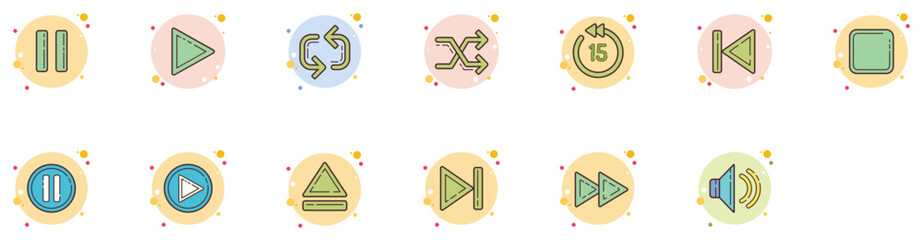 Set of Media Player Controls icons