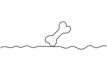 Continuous single line drawing of dog bone vector illustration of minimalist design