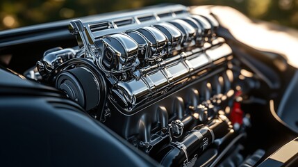 A supercharged automotive engine designed with the latest in performance technology.