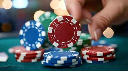 Naklejka premium game currency exchange, exchanging casino chips for cash at the cashier counter