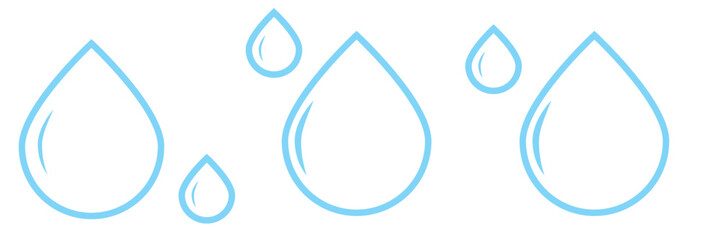 Water drop icon set. Blue water drops set. Water or oil drop in flat style Isolated on white background