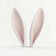 Fototapeta premium Minimalistic cartoon bunny ears in pink and white on a neutral background, symbolizing playful charm, Easter whimsy, and lighthearted, youthful design.