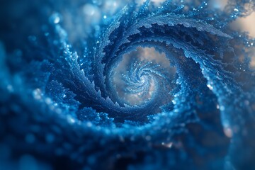 Intricate Snowflake and Ice Crystals Abstract Background, AI generated illustration.