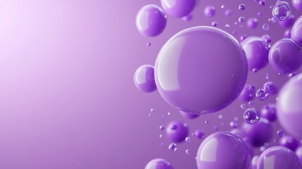 Abstract purple spheres floating on gradient background.