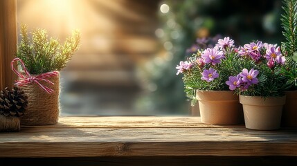 Charming floral arrangement on a rustic wooden table