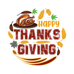 Thanksgiving day typography t shirt design template.