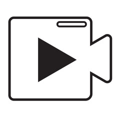 Vector icon of a video camera, representing media, recording, and film themes. Simple black and white design. Editable stroke.