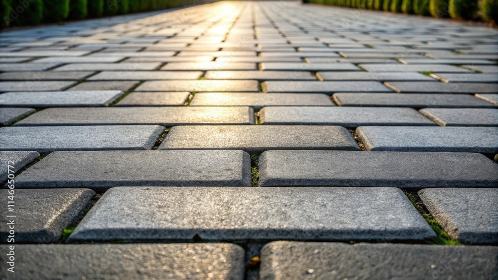 Aufkleber A cobblestone pathway with a warm glow of sunlight shining through the gaps between the stones