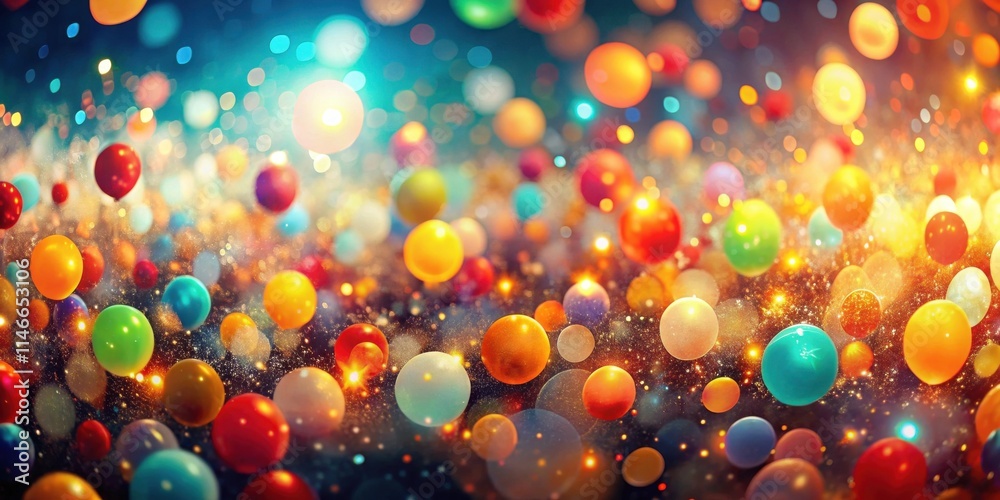 Aufkleber a vibrant and cheerful abstract background with a bokeh effect, featuring numerous colorful orbs flo