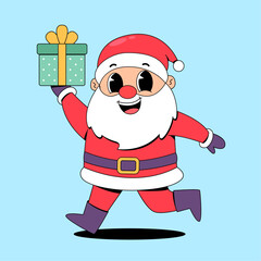 Cartoon santa with gift box