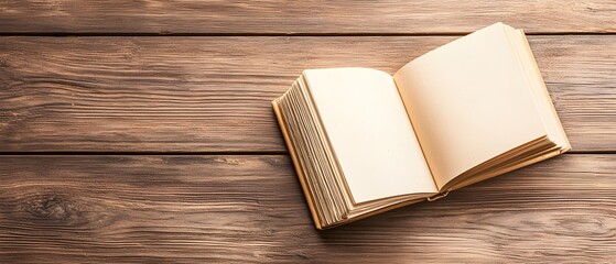 Fototapeta premium A book is open to a page with a wooden cover