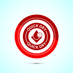 Quick dry icon design illustration. Fast dry cleaning service sign. Red Color Button Design