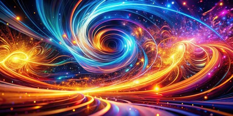 Obraz premium A Cosmic Dance of Light and Color, Swirling Through a Starry Expanse, Creating a Hypnotic Visual Symphony