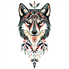 Fototapeta premium Tribal Wolf tattoo flash illustration
