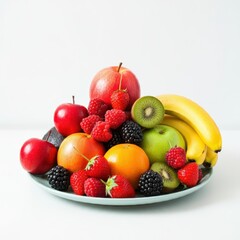 Fresh fruit arrangements on white plates
