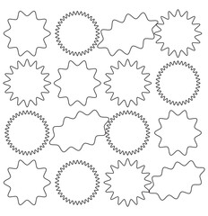 Set of vector starburst, sunburst badges. Vintage labels. Colored stickers. A collection of different types and colors icon.