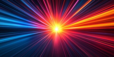 Fototapeta premium Dynamic Starburst Composition with Radiating Lines in Bold Gradients or Metallic Hues, Set Against a Dark Backdrop to Enhance Energy and Contrast