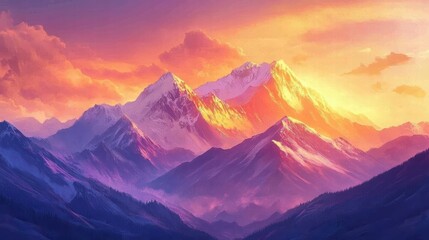 majestic sunset mountain landscape
