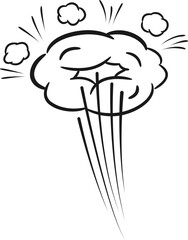 Hand drawn comic explosion cloud expanding with speed lines and smoke puffs. Creating a dynamic visual effect suitable for cartoons. Graphic novels. Or any project needing a touch of explosive action