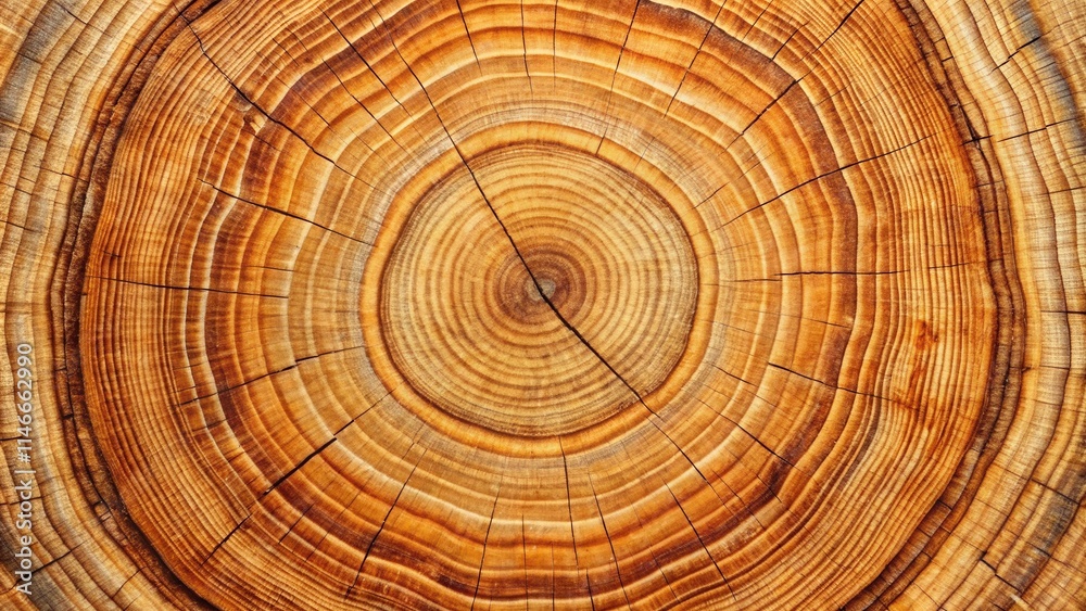 Poster a detailed cross section of a tree trunk reveals the intricate network of growth rings