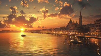 Naklejka premium venice sunset gondola ride