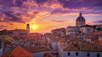 Obraz premium dubrovnik sunset cityscape