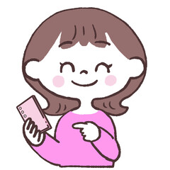 簡単だよと勧める女性正面イラスト