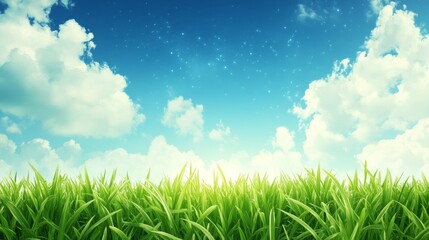 Obraz premium Serene Spring Meadow Under a Starry Sky