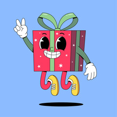 Jumping christmas gift box mascot