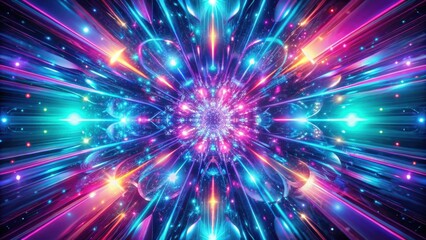 Naklejka premium Cosmic Symphony of Light and Motion, a Kaleidoscope of Ethereal Colors and Shimmering Particles, a Symphony of Luminescence and Dynamic Energy