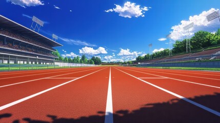 running track stadium sunny day