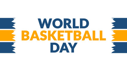 World Basketball Day text with side lines on a White background. Which is observed every year in December to celebrate World Basketball Day