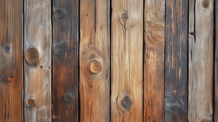 Fototapeta premium Retro Styled Wooden Planks With Prominent Knots and Grains Showcasing Rustic Charm and High Contrast Textures