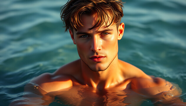 a hot man in the pool