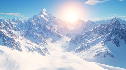 Obraz premium Serene Winter Mountain Panorama at Sunrise
