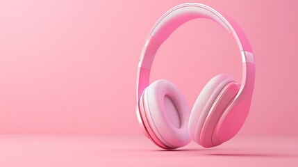 Pink headphones on pink background. (2)