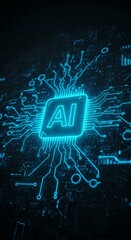AI Technology Futuristic Circuit Board Digital Innovation Abstract Background