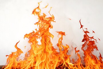 "Flames in bright colors of orange and yellow, with a clean white backdrop, creating a bold, energetic visual contrast."