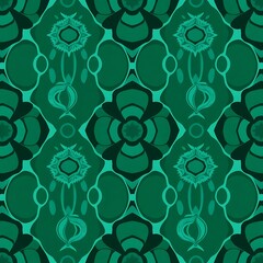 Emerald Elegance: A Seamless Teal and Green Floral Pattern 