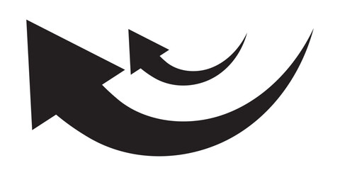 Long arrows icon. Long curved hand drawn arrow isolated.