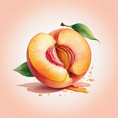 Juicy peach half with visible pit and vibrant colors, showcasing its freshness.  A delightful summer treat.