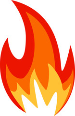 Rising red and orange flames against a white background create a vibrant symbol of heat and energy, embodying power and warmth in a bold, energetic design