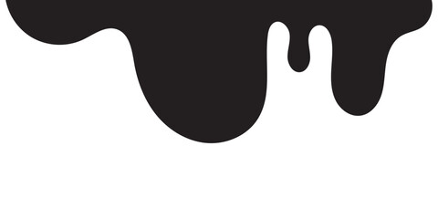
Flow ink drops. Splash oil flowing and drip. Splatter and droplet of black liquid. Abstract stain and blob of paint - vector desin element. Illustration isolated on white background.