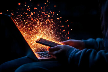 Abstract Sparkling Digital Connection