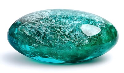 Teal glass stone with textured internal surface.