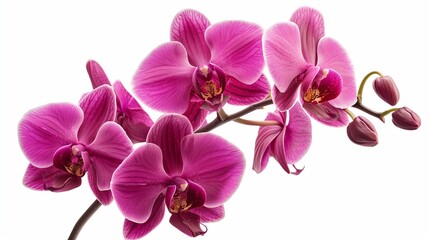 A delicate orchid in full bloom, isolated on a clean, white background with soft natural light.