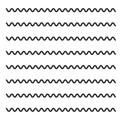 Vector water waves. Set of wavy zigzag lines. Vector zigzag lines and waves, wavy pattern. Black curved lines pattern in abstract style. Vector illustration