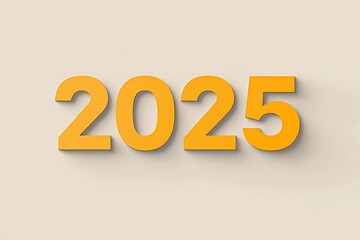 A flat design featuring bold numbers "2025" in light gray