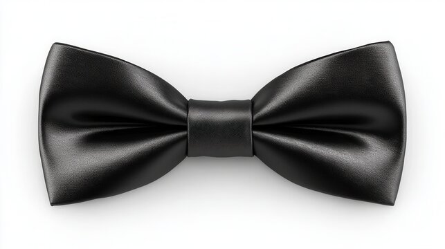 A classic black bow tie, often worn for formal occasions and events.
