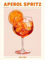 Aperol Spritz Cocktail Poster Italy 1952